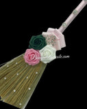 BR07 ~ Customized Wedding Jumping broom l White l Traditional Wedding Broom l African American Heritage l Decorated Broom l Bling