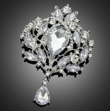 Large Gold Brooch Flower Pendant Pin Rhinestone Crystal BR-037G