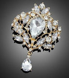 Large Rose Gold Brooch Flower Pendant Pin Rhinestone Crystal BR-037RG