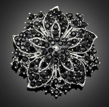 Rhinestone Black Brooch BR-067