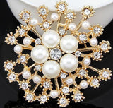 Silver or Gold Brooch Pearls Rhinestone Crystal BR-014