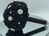 BM-001 ~ Black Satin Roses Budget Brooch Bouquet or DIY KIT