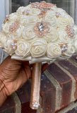 RE-050 ~ Customized Ivory Satin Real Touch Bouquet Roses or DIY KIT