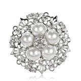 Flower Pearl Rhinestone Brooch BR-080