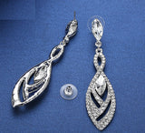 MEC-011 Crystal Pearls Long Drop Earrings Bridal Wedding Jewelry