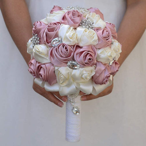 BM-011 ~ Satin Roses Budget Brooch Bouquet or DIY KIT