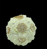 Ivory Cascade Real Touch Roses Brooch Bouquet