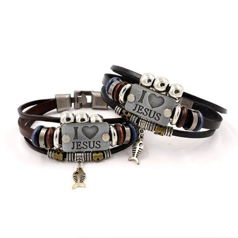 Inspire Jewelry I Love Jesus Bracelet Black or Brown