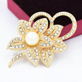 Gold or Silver Brooch Clear Rhinestone Crystal BR-009