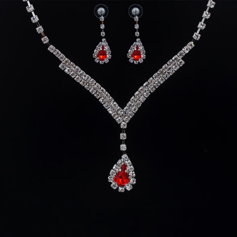 Bridal Prom Red Jewelry Set JEW-RED