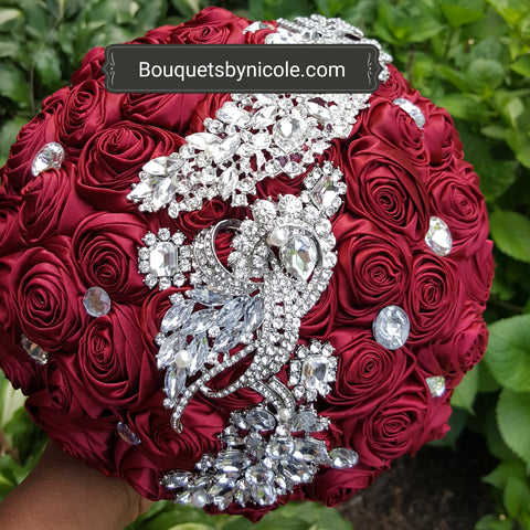 Deluxe Satin Roses Brooch Bouquet or DIY KIT ~ SADE – Bouquets by Nicole
