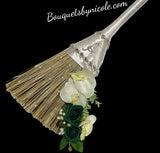 Wedding Jumping broom l Emerald Green l Ivory Orchids l Traditional Wedding Broom l African American Heritage l Decorated Broom l Bling