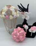 BM-006 ~ Pink Satin Roses Budget Brooch Bouquet or DIY KIT