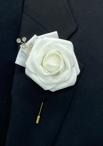 Real Touch Rose Boutonnières Pin Formal Wear Wedding Prom RT-B010
