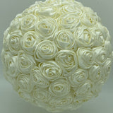 BM-003 ~ Ivory Satin Roses Budget  No Brooch Bouquet or DIY KIT