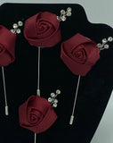 Burgundy Formal wear l Lapel Pin l Satin rose l Groom Boutonniere l Wedding l Groomsmen BOUT-009