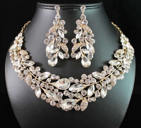 Bridal Prom Jewelry Set JEW-N17810-Gold