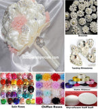 7-8" DIY Kit Satin & Chiffon Roses Brooch Bouquet KIT-CHIFFON