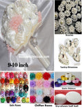 9 -10" DIY Kit Satin & Chiffon Roses Bouquet KIT- Chiffon