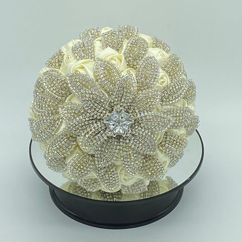 Ready to Ship Luxury Brooch Bouquet Bridal Rhinestones 24HR-Tiffany