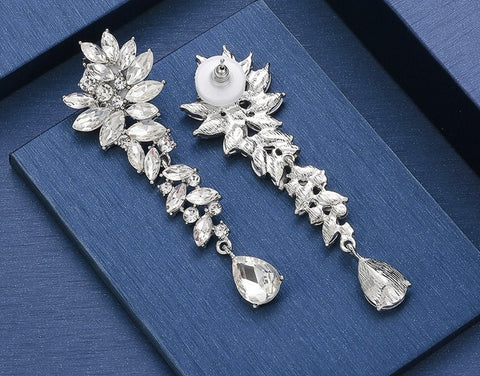 Bridal Long Earrings Wedding Jewelry Swarovski Crystal Teardrop Pearl  Earrings Vintage Style Earring on Luulla