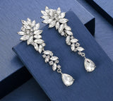 MEC-015 Crystal Long Drop Earrings Bridal Wedding Jewelry
