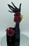 RE-052 ~ Burgundy & White Silk Real Touch Roses Brooch Bouquet or DIY KIT