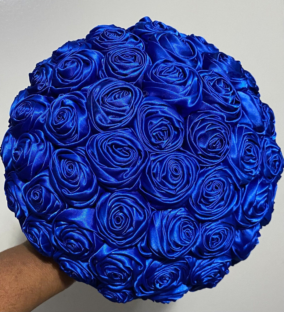 Royal Blue Satin Roses Budget No Brooch Bouquet or DIY KIT ~ BM-003 ...