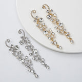 Marquise Bride Chandelier Dangle Luxury rhinestone Earrings (Silver or Gold) JS-042
