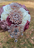 CB-005 ~ Made to Order Mauve, Burgundy & Ivory Real Touch Rose Brooch Bouquet or DIY KIT