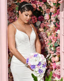 ALEX~ Lavender Pink Cascading Waterfall Real Touch Roses Brooch Bouquet