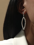 Oval Crystal Hanging Wedding Rhinestone Earrings JS-039