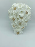 CB-013 ~ Made to Order White Real Touch Calla Lily & Silk Roses Cascade Brooch Bouquet or DIY KIT