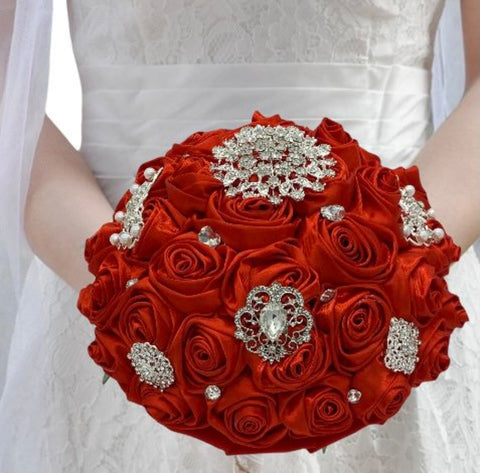 BECCA Silk & Real Touch Roses Brooch Bouquet or DIY KIT – Bouquets by Nicole