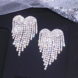 Rhinestone Crystal Heart Drop Earrings JS-014