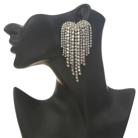 Rhinestone Crystal Heart Drop Earrings JS-014