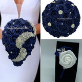 RT04 ~ White Real Touch Foam Roses Brooch Bouquet