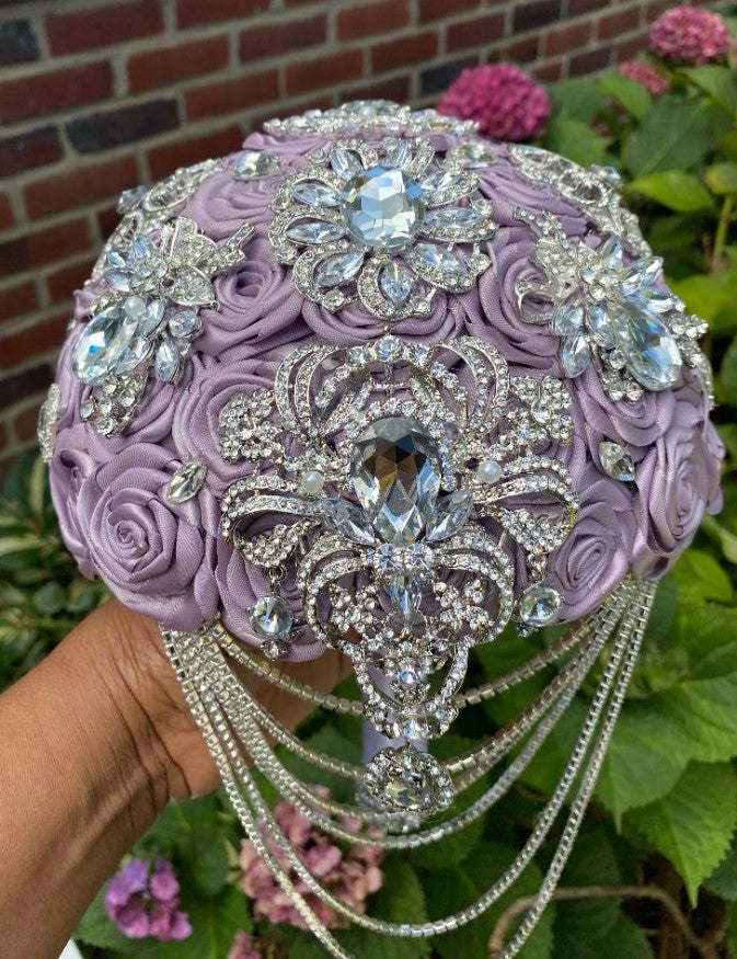 ELEGANCE Kit Cascading Flat Satin Roses Brooch Bouquet DIY Kit