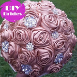 ALANA ~ Deluxe Satin Roses Brooch Bouquet or DIY KIT