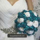 ALANA ~ Deluxe Satin Roses Brooch Bouquet or DIY KIT