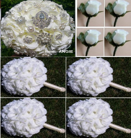 Customize Your Package Cascade Waterfall Bridal Brooch Bouquet PACK- ANGIE