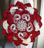 Hearts ~ Satin Rose Brooch Bouquet