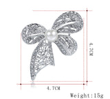 Gold Silver Bow Brooch Rhinestone BR-903