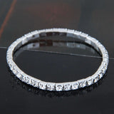 1-5 Rows Stretch Rhinestone Bracelet - Clear Crystal Silver Bridal Prom Rhinestone Jewelry BRL - 001
