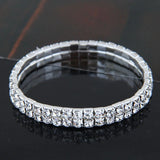 1-5 Rows Stretch Rhinestone Bracelet - Clear Crystal Silver Bridal Prom Rhinestone Jewelry BRL - 001