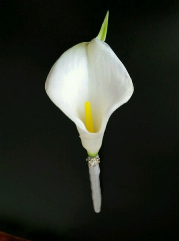 Calla Lily Boutonniere Lapel Pin Formal Wear Wedding Prom BOUT-CALLAS