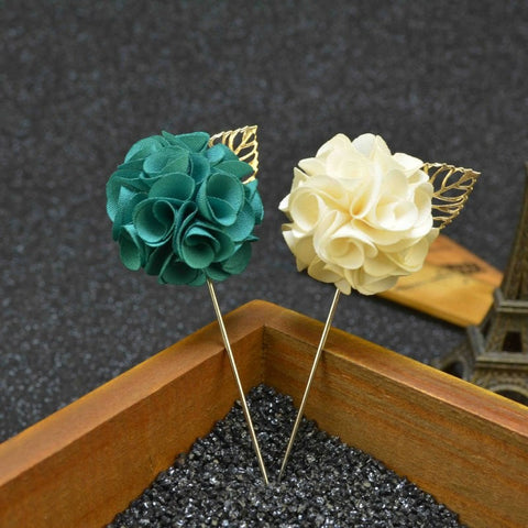 Fabric Flower Boutonniere, Lapel Pin Formal Wear Wedding Prom BOUT- 001