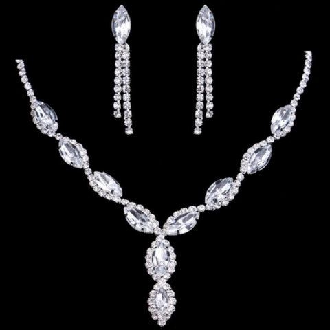 Buy EVER FAITH Costume Prom Jewelry for Women Austrian Crystal Cluster  Flower Leaf Wedding Necklace Earrings Set Black Silver-Tone Online at  Lowest Price Ever in India | Check Reviews & Ratings -