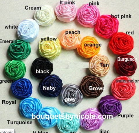 10 pcs Deluxe Satin Roses for DIY Bridal Bouquets SATIN-003