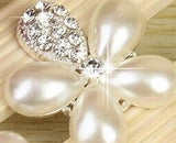 Gold / Silver Rhinestone Pearl Brooch Embellishment BR-654